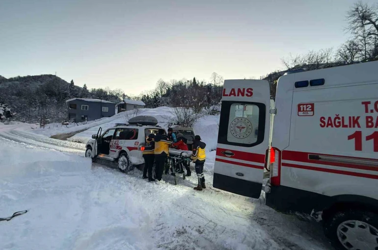 Giresun UMKE, kar nedeniyle ulaşılamayan köyde hastaya umut oldu 