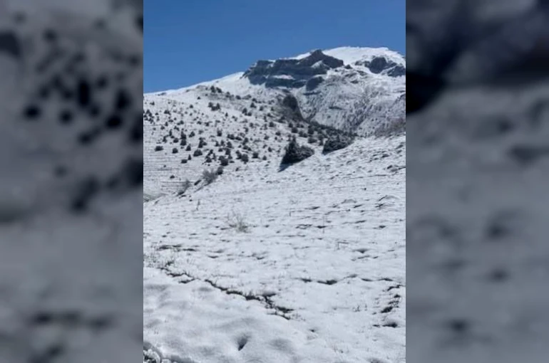 Halkapınar'da nisan ayında kar sürprizi