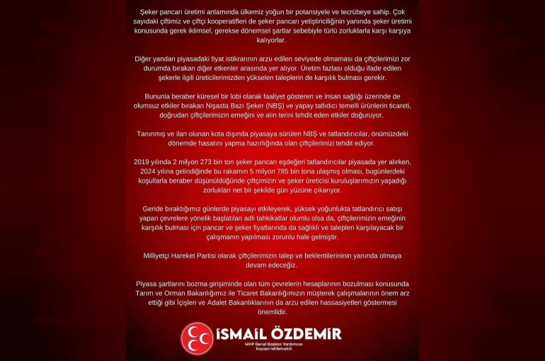 İsmail Özdemir: "MHP olarak çiftçilerimizin talep ve beklentilerinin yanında olmaya devam edeceğiz"