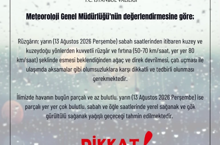 İstanbul için fırtına uyarısı: Rüzgar 80 kilometreye çıkacak