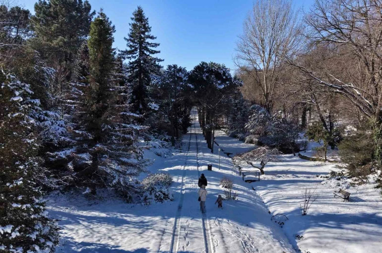 İstanbul’da kar göremeyenler Atatürk Arboretumu’na geldi 