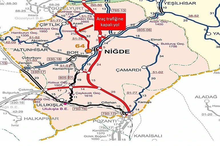 Kar ve tipi nedeniyle Niğde’de iki yol trafiğe kapatıldı 