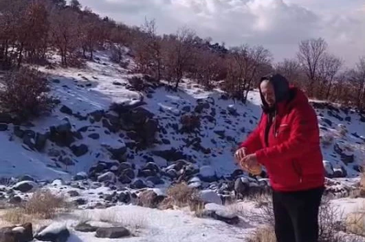 Kar yağışı Karacadağ’daki yaban hayatını zorladı 