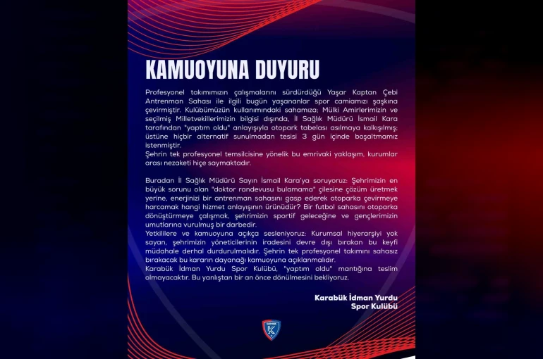 Karabük İdman Yurdu sahasında otopark tabelası krizi 