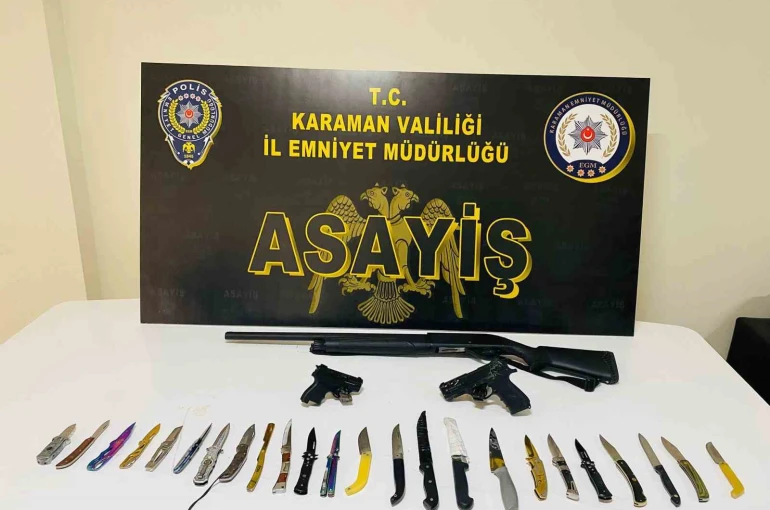 Karaman’da uyuşturucu ve ruhsatsız silahlar ele geçirildi