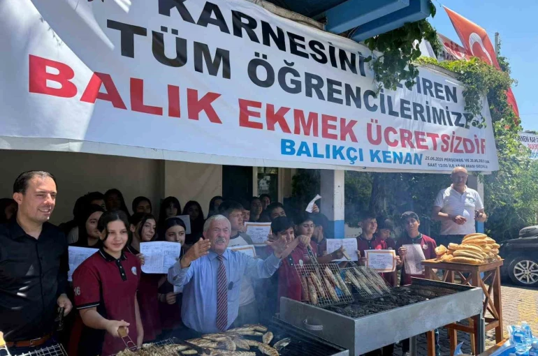 Karne gününde öğrencilere ücretsiz 1 ton balık ekmek 