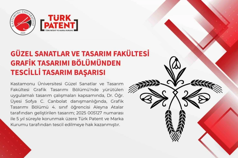 Kastamonu Üniversitesi’nde tasarlanan desene tescil belgesi