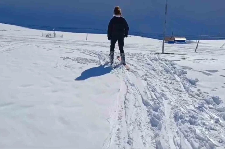 Kayak merkezi olmayan Giresun’da kayak sezonu Eğribel’de açıldı 