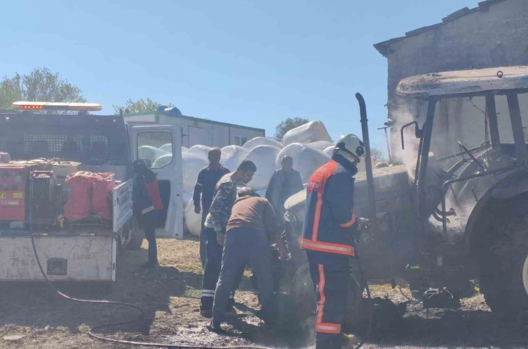 Keşan’da traktörde yangın 