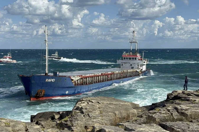 Kocaeli’de kargo gemisi karaya oturdu 