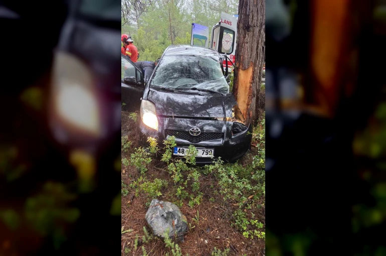 Kontrolden çıkan otomobil ormanlık alana uçtu: 1 yaralı 