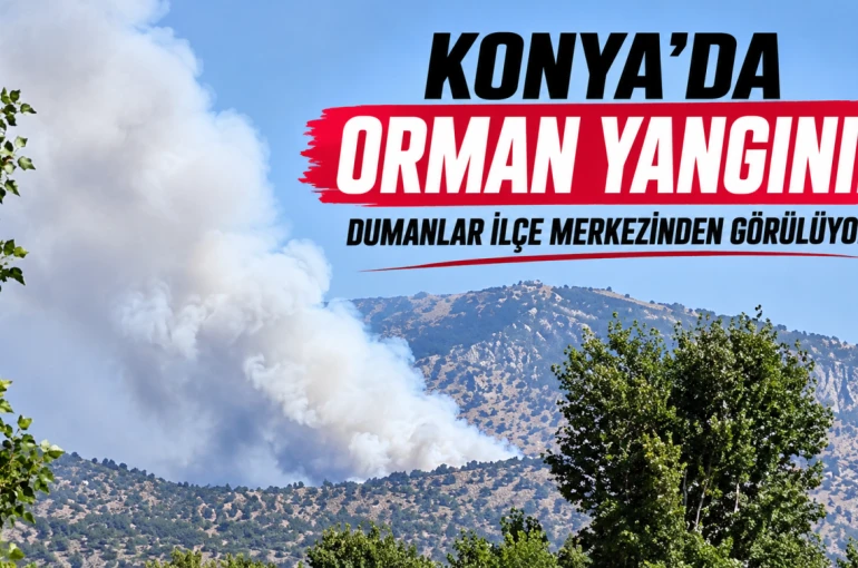 Konya’da orman yangını! Dumanlar ilçe merkezinden görülüyor
