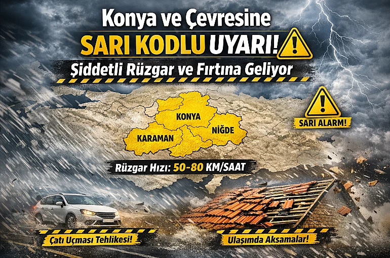 Konya’ya bir sarı alarm daha
