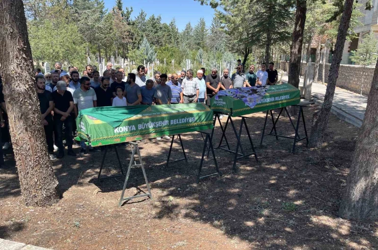 Konya’da derede boğulan kız kardeşlere acı veda 