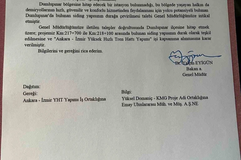 Kütahya Dumlupınar’a hızlı tren durağı müjdesi 