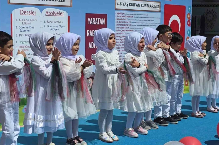 Kütahya’da 4-6 Yaş Kur’an Kursu öğrencilerinden yıl sonu coşkusu 