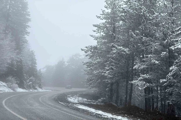 Kütahya’nın Domaniç Dağı’nda kar yağışı 