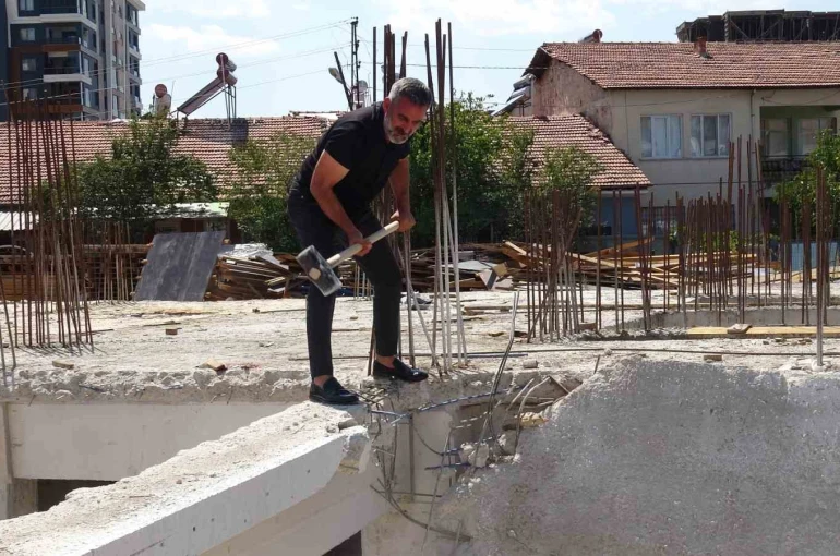 Malatya’da müteahhit kalitesiz beton nedeniyle kendi inşaatını ihbar etti 