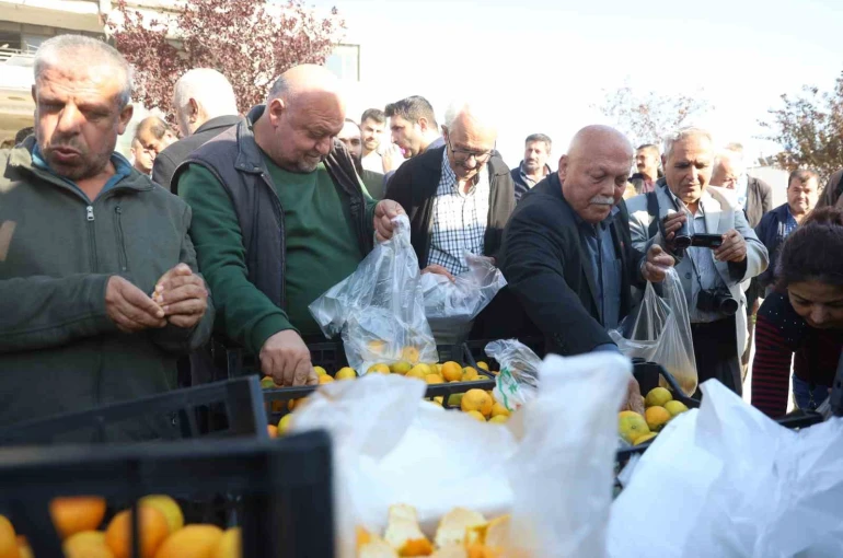 Mandalinanın fiyatı 2 TL’ye düşünce tonlarca ürünü vatandaşlara ücretsiz dağıttılar