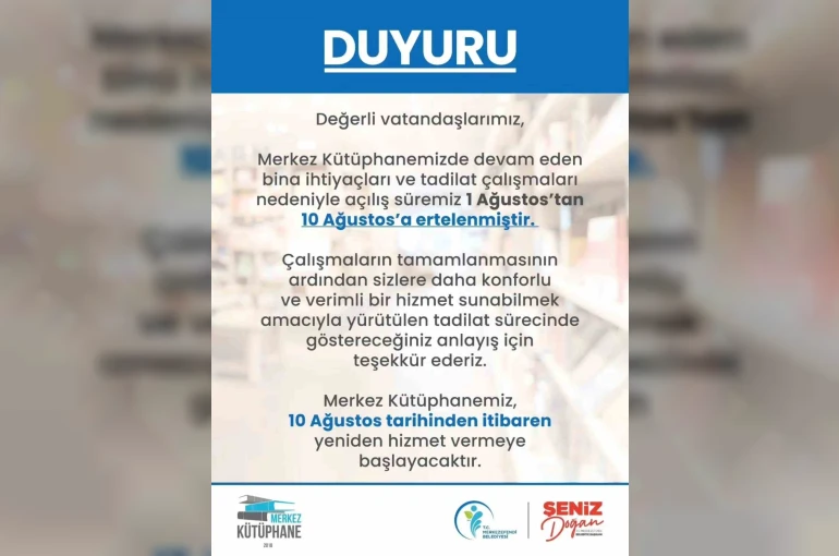 Merkez Kütüphane 10 Ağustos’ta kaplarını açacak