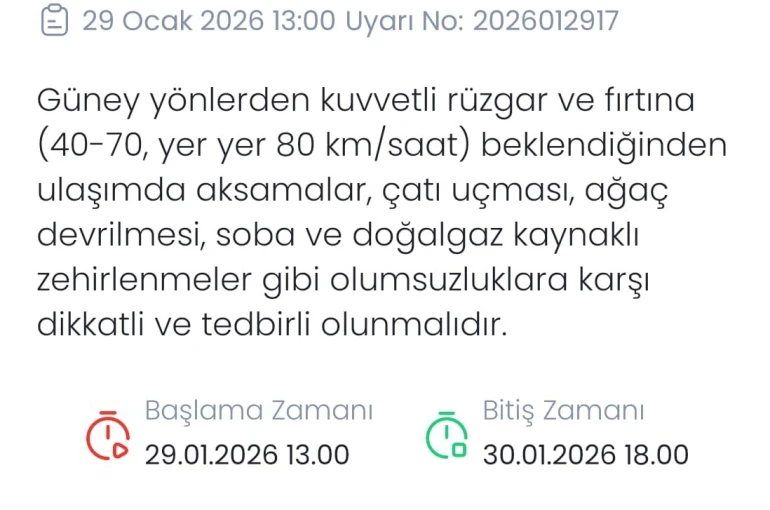 Meteoroloji Denizli için fırtına uyarısında bulundu
