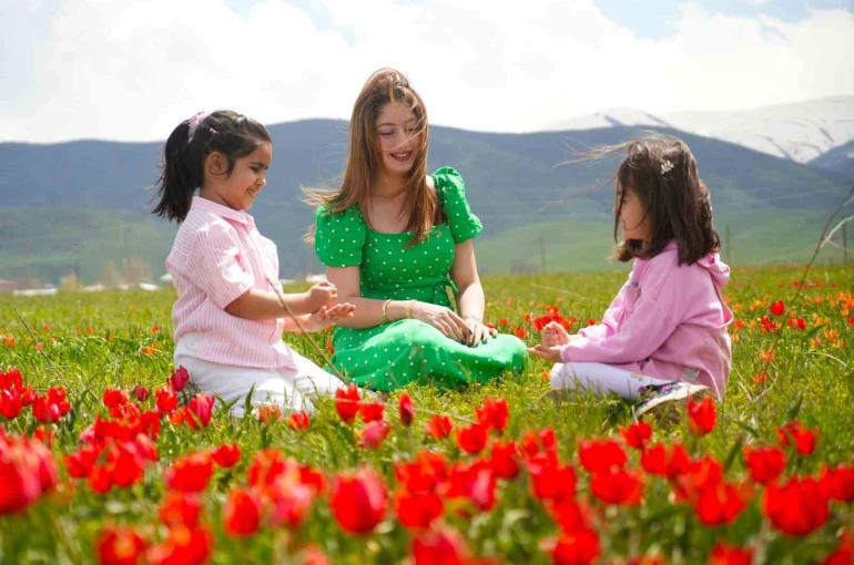 Muş lalesi ovayı kırmızıya boyadı 