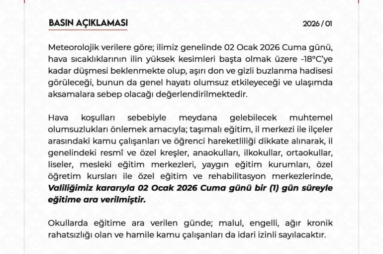 Niğde’de eğitime 1 gün ara verildi 