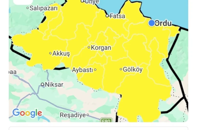 Ordu için sarı kodlu fırtına uyarısı 