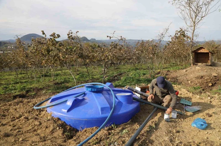 Ordu’da fındık bahçelerine kuraklık tehlikesine karşı damlama sistemi 