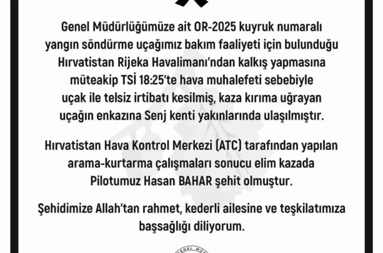 Orman Genel Müdürü Karacabey’den şehit pilot için başsağlığı mesajı 