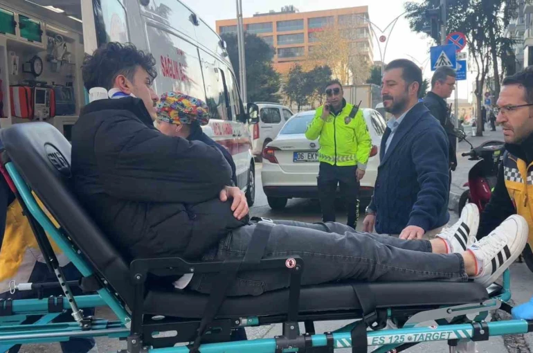 Otomobile çarpmamak isterken düşen motosiklet sürücüsü yaralandı 