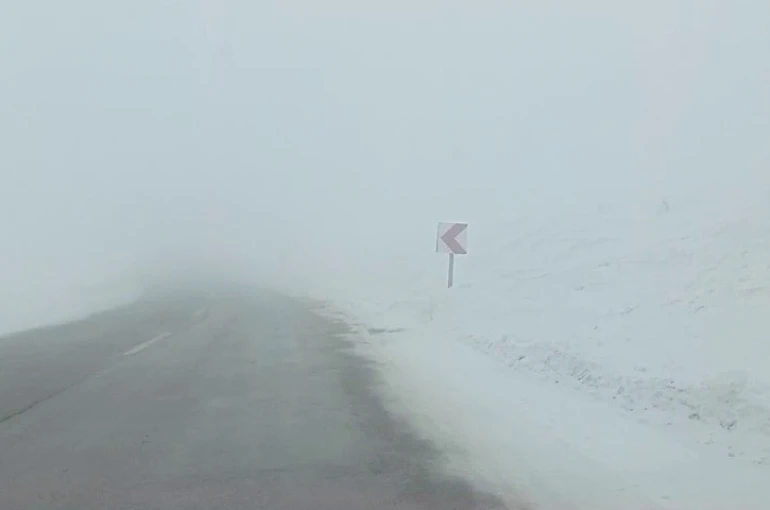 Palandöken geçidinde sis sürücülere zor anlar yaşatıyor