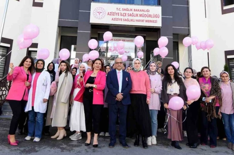 Pembe balonlar meme kanserine farkındalık için uçuruldu 