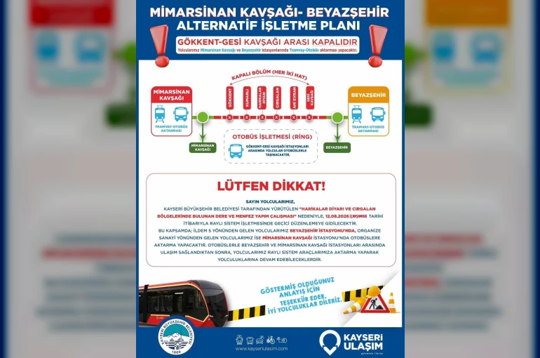 Ramazan ve Kemerçay Deresi ıslah projesi için raylı sistemde geçici aktarmalı ulaşım 