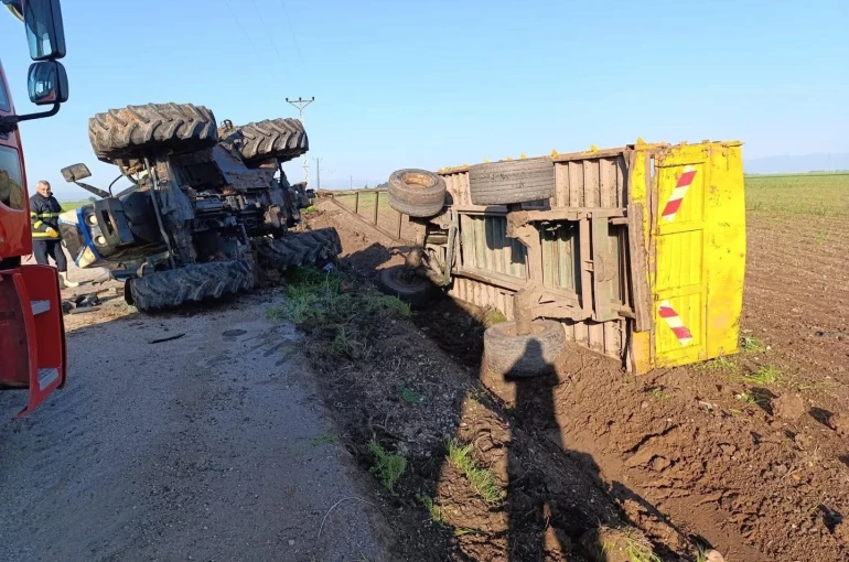 Reyhanlı’da devrilen traktörün sürücüsü yaralandı 