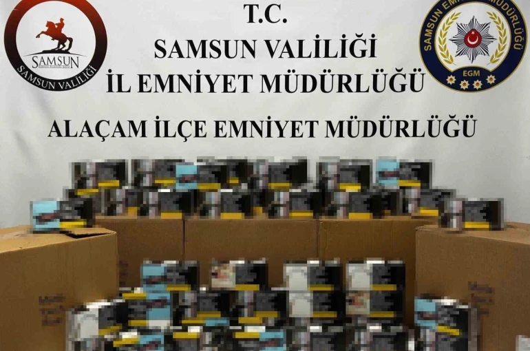 Samsun’da 50 bin adet dolu makaron ele geçirildi 