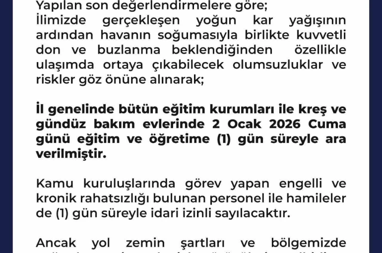 Şanlıurfa’da eğitime 1 gün ara verildi 