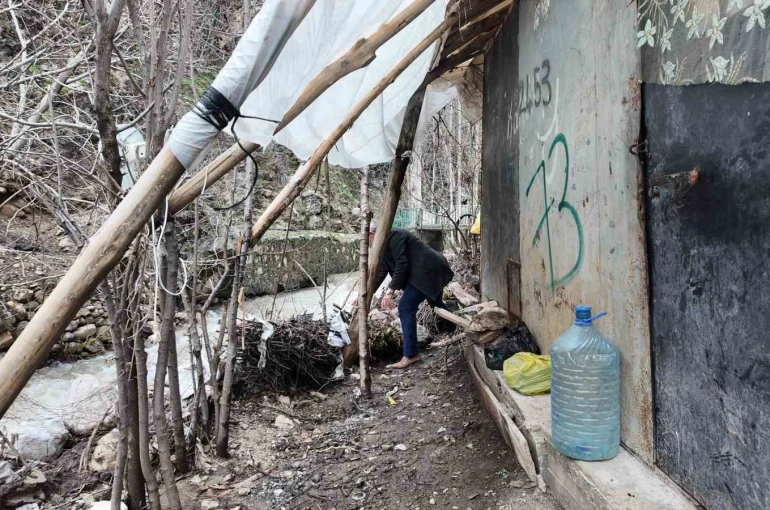 Sel sularından korunmak için odun ve çalılarla önlem aldı 