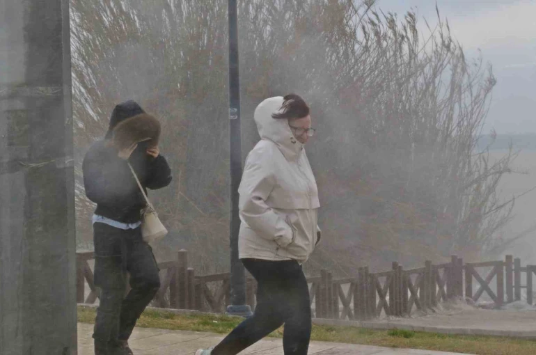 Şelale şiddetli rüzgarla tersine çağladı, denizin rengi kahverengiye büründü 