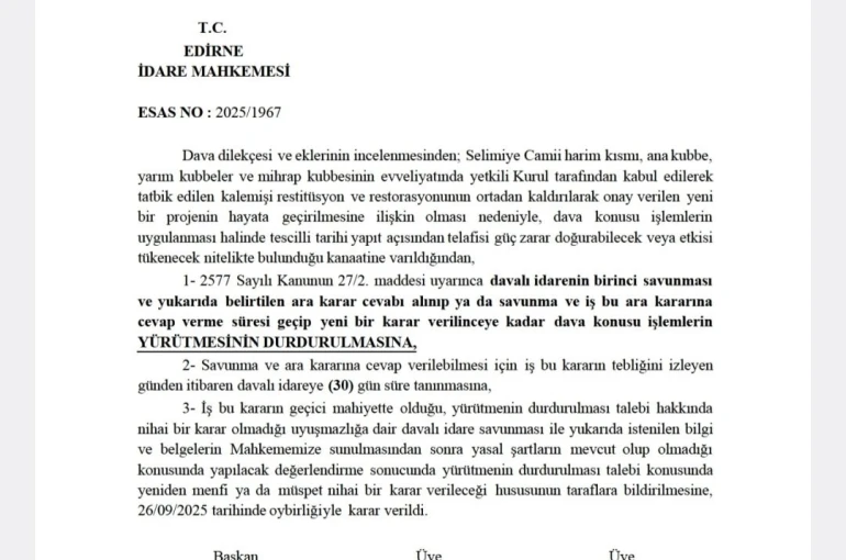 Selimiye Camii’nde tepki çeken restorasyona yargı freni 