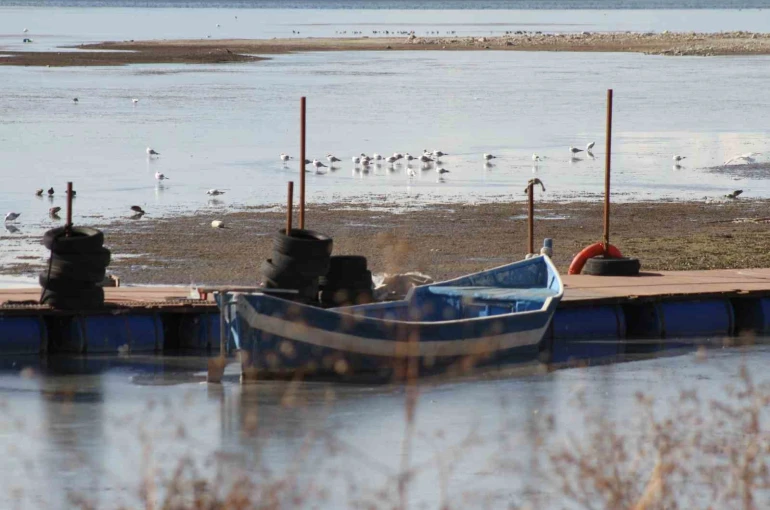 Şiddetli soğuklar Beyşehir Gölü kıyılarının buz tutmasına yol açtı