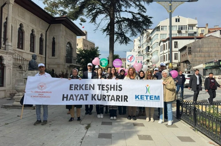 Sinop’ta meme kanseri farkındalık yürüyüşü yapıldı 