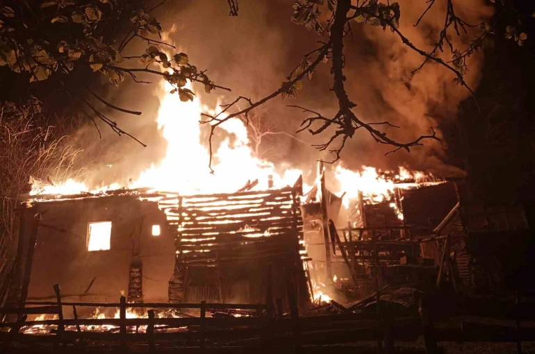 Sinop’ta yangın: 2 katlı ev, ahır, ambar kül oldu 