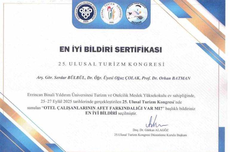 SUBÜ akademisyenlerine en iyi bildiri ödülü 