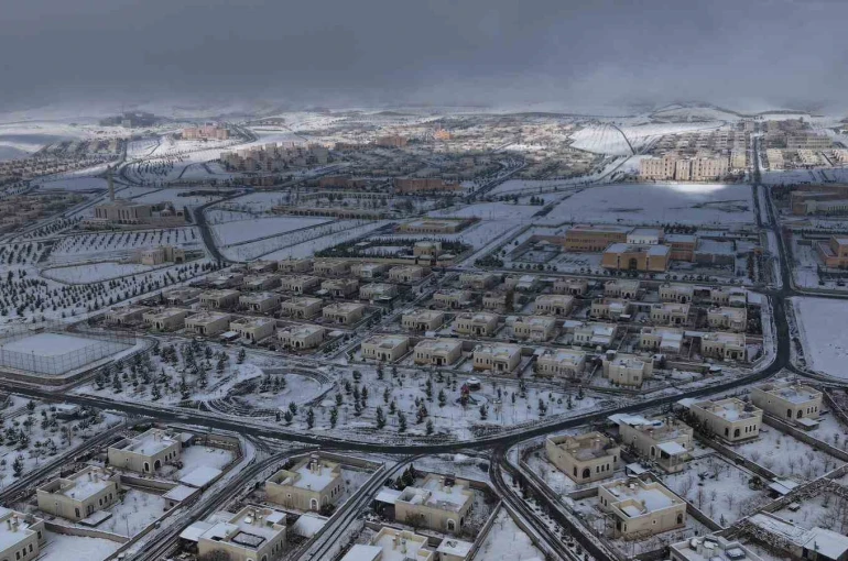 Tarihi Hasankeyf’te kar manzaraları 