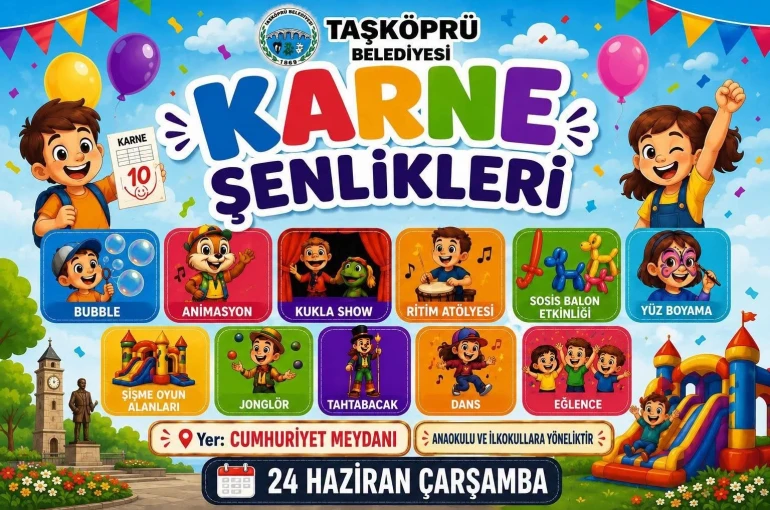Taşköprü Belediyesi’nden çocuklara karne şenliği 