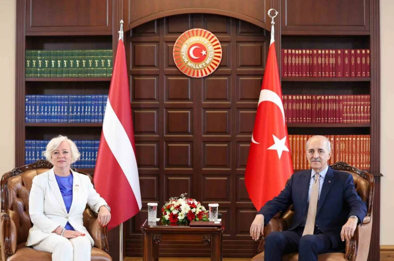 TBMM Başkanı Kurtulmuş, Letonya Parlamentosu Başkanı Mieria ile görüştü 