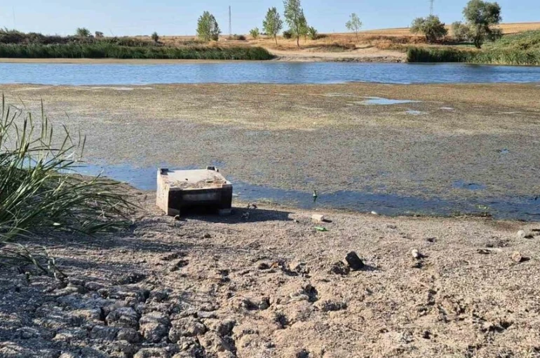 Tekirdağ’da gölette sular çekildi, çatlaklar oluşmaya başladı