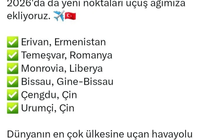 THY Genel Müdürü Bilal Ekşi 6 yeni rotayı duyurdu 