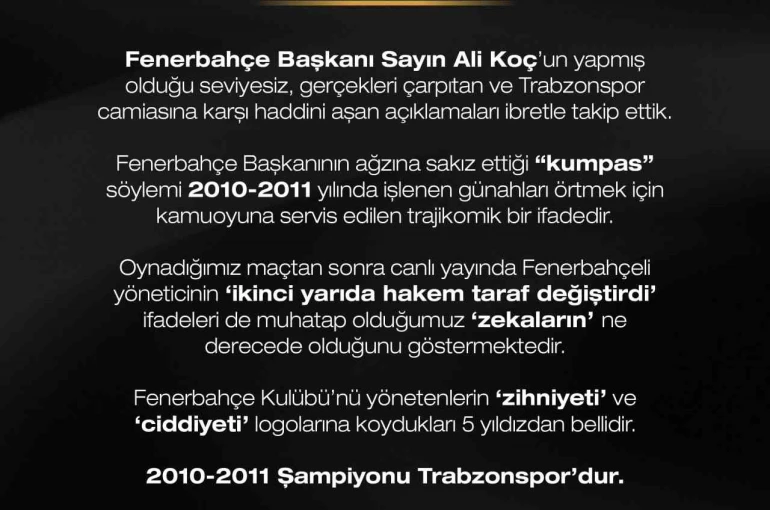 Trabzonspor Başkanı Ertuğrul Doğan’dan sert açıklama 
